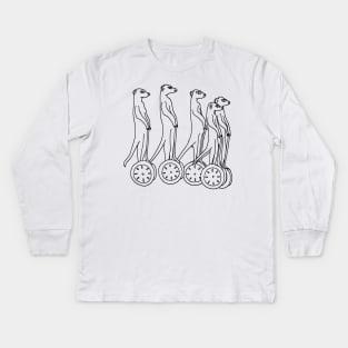 Meerkat on segway lines Kids Long Sleeve T-Shirt